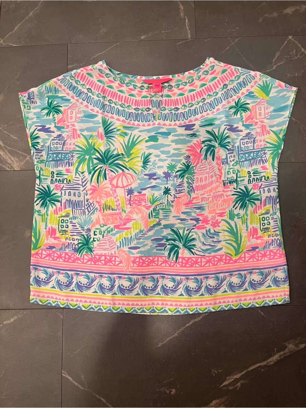 Lilly Pulitzer Manda Top - Pink, Blue, Green